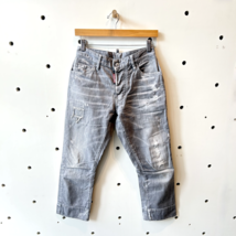 40 IT / S US - Dsquared2 Gray Cropped Distressed Button Fly Jeans 1202NB - $100.00