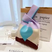 Mixed Colors Woven Bag Heart Sweet Women Handbags Korean Trend All-match Lightwe - £80.11 GBP