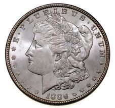 1886 $1 Silver Morgan Dollar in Choice BU Condition, Excellent Eye Appeal - €69,61 EUR