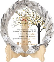 10 Year Tin Anniversary Wedding Gifts Crystal Plate with Gold Leaf Wreath 10th A - £64.00 GBP