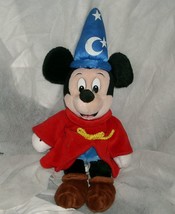 14&quot; Disney Fantasia Sorcerer Mickey Mouse Stuffed Animal Plush Toy Red Cape Hat - £11.20 GBP