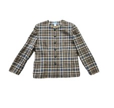 Vintage Pendleton Women Wool Plaid Beige Blazer Jacket Size 10 Read* - £19.72 GBP