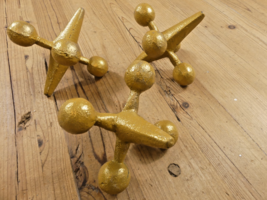 3 LARGE JACKS CAST IRON GOLD COLOR 5 1/2” Wide Book Ends Decor Weight To... - £20.25 GBP