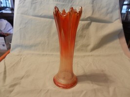 Vintage Iridescent Glass Bud Vase Pink Amber to Clear Scalloped Edges  - £31.97 GBP