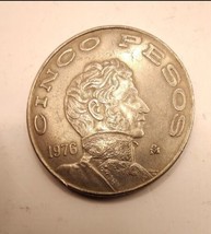 1976 Mexico Mexican 5 Pesos Guerrero Coin  - $5.00