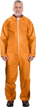 Orange Waterproof Disposable Coveralls, 40 GSM PE Laminated, Front Zipper - £15.43 GBP