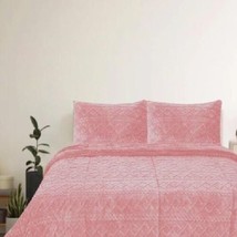 Texas Pink Embossed Blanket With Sherpa Softy Thick &amp; Warm 3 Pcs King Size - £54.52 GBP