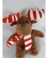 Dan Dee Christmas Moose Stuffed Toy with Red &amp; White Striped Antlers &amp; S... - $14.87 CAD