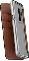 New Nomad Leather Folio Phone Case BROWN/CLEAR For Samsung Galaxy S9 Plus Rugged - £11.06 GBP