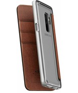 NEW Nomad Leather Folio Phone Case BROWN/CLEAR for Samsung Galaxy S9 PLU... - £11.01 GBP