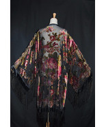Black Goddess with Burgundy Victorian Rose&#39;s Kimono Duster - $274.43 CAD