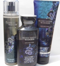 WICKED VANILLA WOODS Bath &amp; Body Works Ultra Shea CREAM, LOTION &amp; F RAGR... - £36.81 GBP