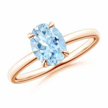 Authenticity Guarantee 
ANGARA Claw-Set Oval Aquamarine Solitaire Ring in 14K... - £479.14 GBP