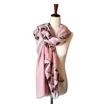 Vintage Woman&#39;s Fashion Scarf Accessory Rectangle 70&quot; x 34.5&quot; Pink White... - £11.94 GBP