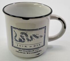 C) Colonial Williamsburg Ben Franklin Join or Die Ceramic Coffee Tea Mug - $9.89