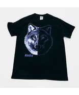 Alaska Wolf Men&#39;s Black Tee Shirt 100% Cotton Gildan Ultra Cotton Medium - $240.25 MXN