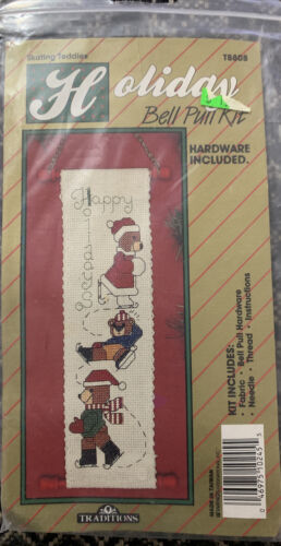 vintage skating teddies holiday bell pull kit traditions - $7.80