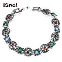 Hot Bohemia Bracelets Bangles Tibetan Silver Multicolor Resin Cuff Women Bracele - £7.01 GBP