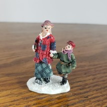 Mini Christmas Village Accessory Lady and Child Resin 1 3/4 &quot; Tall - $6.92