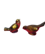 Set Of 2 Ceramic Figurines Quails Birds Pigeons Bronze Color Glaze Smooth  - £16.06 GBP
