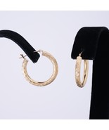 14K Gold Hoop Earrings Brushed / Textured  3.5 MM  X 1&quot; Wide USA Fine Es... - $158.39
