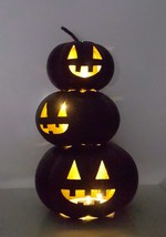NEW RARE Pottery Barn Light Up Stacked Hammered Jack O Lantern 15&quot; diam, 28&quot; h - £255.76 GBP