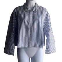Everlane Womens XS Button Front Boxy Pajama Top Blue Stripe Long Sleeve NWT - £24.71 GBP
