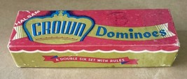 Vintage Halsam Crown Dominoes Double 6 Set with Box 28 Pieces - $11.99