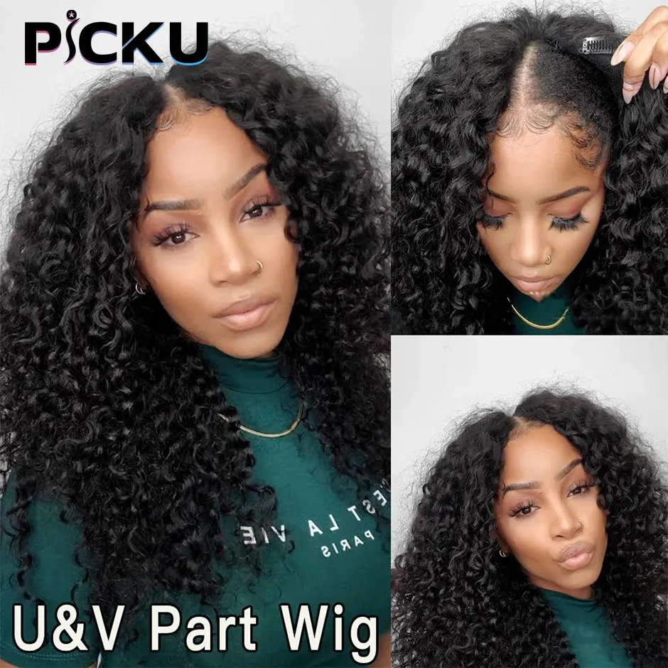 V Part Wig Human Hair No Leave Out Brazilian Deep Wave Human Hair Wigs for Wom - £61.95 GBP+