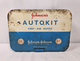 Vintage Johnson &amp; Johnson First Aid Outfit AUTOKIT Steel Tin with Contents - £15.81 GBP