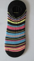 Womens Black Multi-colored Striped Ankle Crew Socks - $2.66