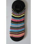 Womens Black Multi-colored Striped Ankle Crew Socks - £2.09 GBP