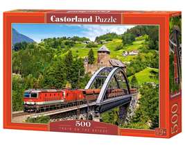 500 Piece Jigsaw Puzzle, Train on the Bridge, Mountain Train, Locomotive Puzzle, - £12.77 GBP