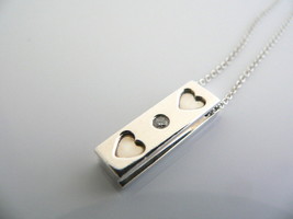 Tiffany &amp; Co Silver Picasso Diamond Heart Bar Necklace Pendant Gift Love - $328.00