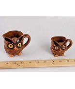 2 Vintage MCM Owl Measuring Cups Ceramic Nesting Kitchen Decor Retro Mod... - $11.88