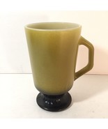 Fire King Footed Olive Green &amp; Black Coffee Mug Tea Cup Vintage Anchor H... - £11.85 GBP