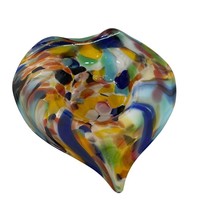 Murano Spatter Glass Heart Dish 6&quot; Bright Confetti Colored - $77.39