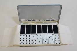 Vintage Dominoes For The Blind Metal Hinged Tin Boxed Set Complete  - $14.92