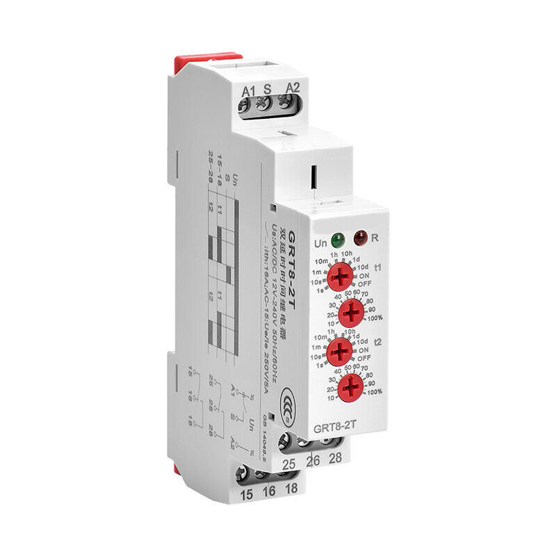1PC New Double Delay on Timer Relay GRT8-2T For GEYA AC/DC 12-240V AC220V - $36.61+