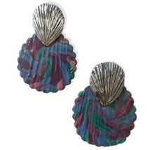 Polymer Clay Doorknocker Earrings Artisan Vintage 90s Large Statement Handmade  - £15.90 GBP