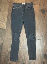 Free People Jeans Size 28 Distressed Skinny Slim Black Faded - $364.10 MXN