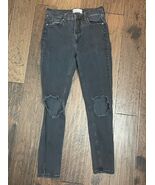 Free People Jeans Size 28 Distressed Skinny Slim Black Faded - $364.10 MXN