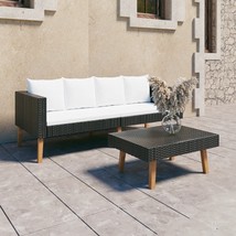 vidaXL Black PE Rattan Outdoor Lounge Set for Medium Spaces with Cushions - $464.32 CAD