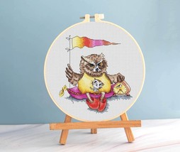 Owl cross stitch good morning pattern pdf - Funny home cross stitch wakeup  - $9.25