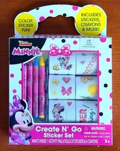 Disney Minnie Mouse Create N Go Sticker Set Toy Brand New Spiral Pad crayons - $8.99