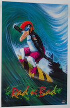 RAD N BAD SURFING PENGUIN POSTER    22 BY 33 INCHES  - £15.79 GBP