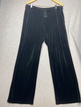 Talbots Pull On Elastic Tie Waist Lounge Velour Pants Womens XL Black Comfort - £29.94 GBP