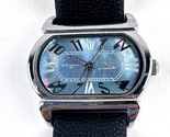 Pastorelli Oval  Iridescent Face Watch, Black Leather 2 pc Band 9&quot;L Need... - $24.74