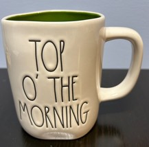 Rae Dunn By Magenta Top O&#39; The Morning White Green Coffee Mug  - £6.33 GBP