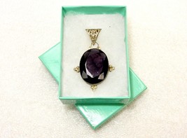 Purple Amethyst Pendant, Silver Tone Oval Frame, Vintage Fashion Jewelry JWL~086 - £7.79 GBP